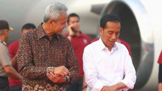 Gubernur Jawa Tengah Ganjar Pranowo dan Presiden Jokowi.
